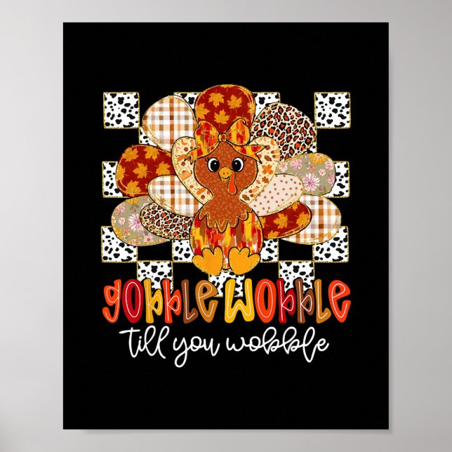 Poster Gobble Til You Wobble Funny Thanksgiving Turkey Da (Devant)
