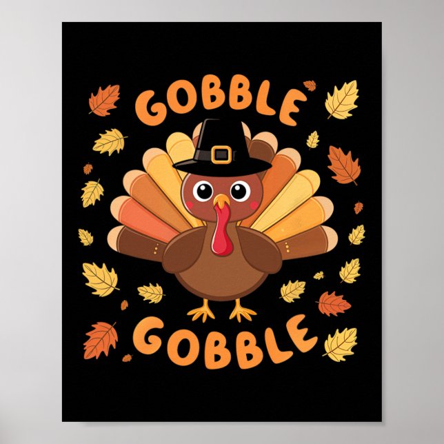 Poster Gobble Turquie Thanksgiving automne automne automn (Devant)