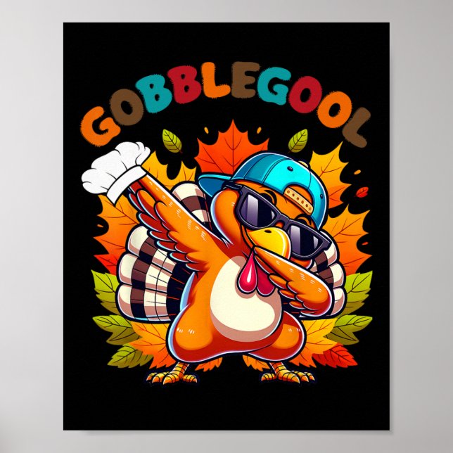 Poster Gobblegool Turkey Thanksgiving Dabbing Dance  (Devant)
