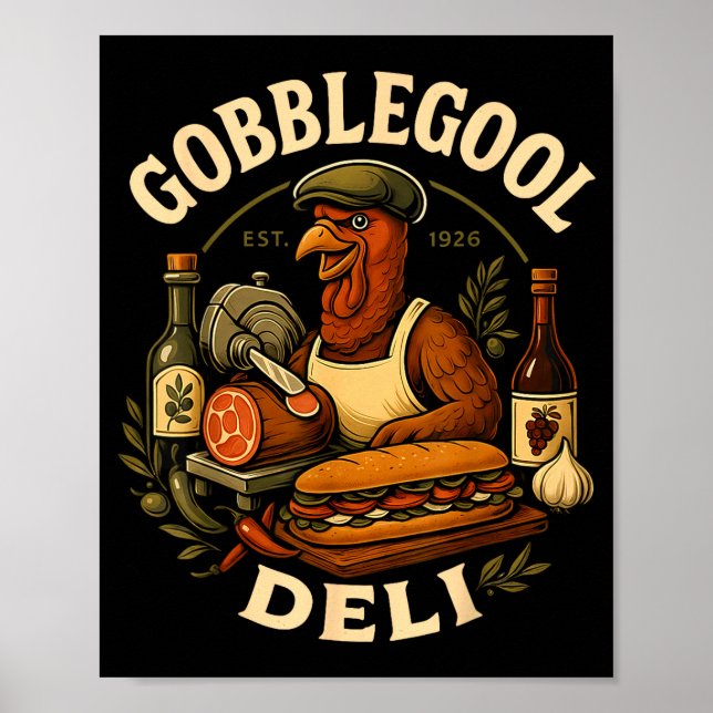 Poster Gobbol Turkey Thanksgiving Italian Turkey Chef  (Devant)