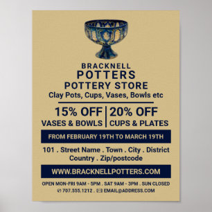 Poster Gobelet en céramique, Boutique de poterie, Potters