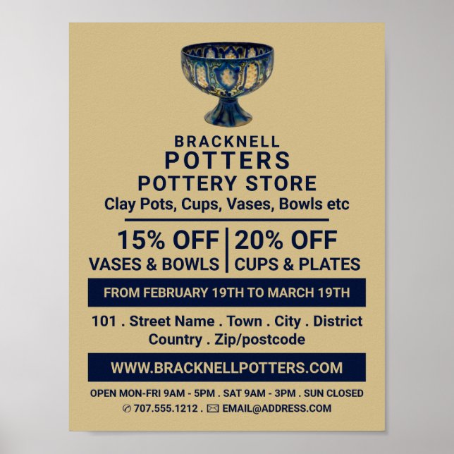 Poster Gobelet en céramique, Boutique de poterie, Potters (Devant)