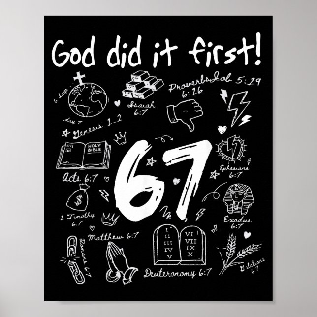Poster God Did It First Funny Christian 6 7 Six Seven  (Devant)