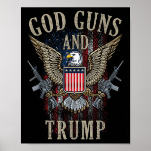Poster God Guns Et Trump 2e Amendement Drapeau Ar15