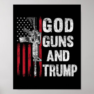 Poster God Guns Et Trump 2e Amendement Drapeau Ar15
