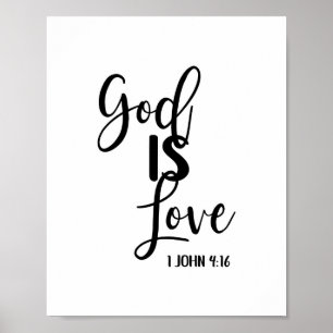 Poster God is Love Bible Verse Christian Scripture Print