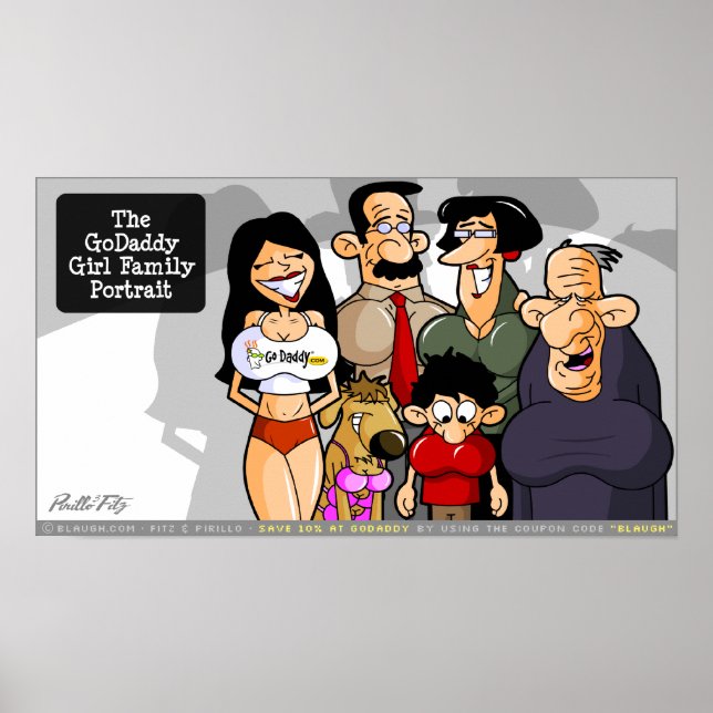 Poster GoDaddy Portrait de famille pour filles (Devant)