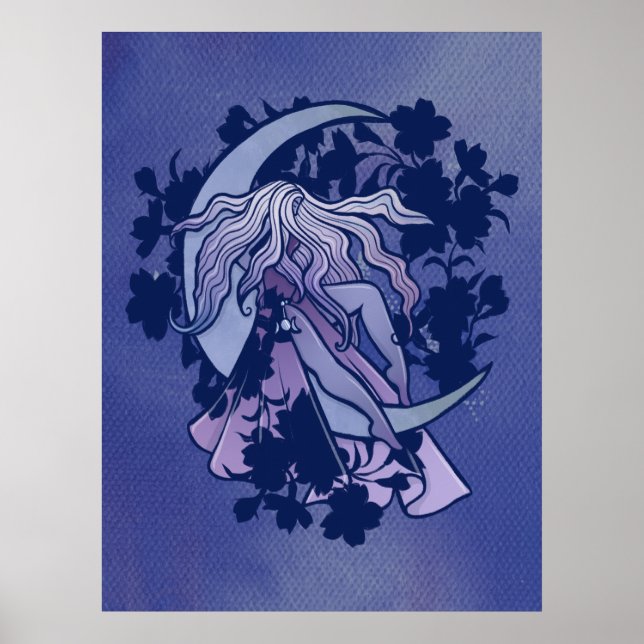 Poster Goddess de lune violette Wiccan Triple Moon Symbol (Devant)