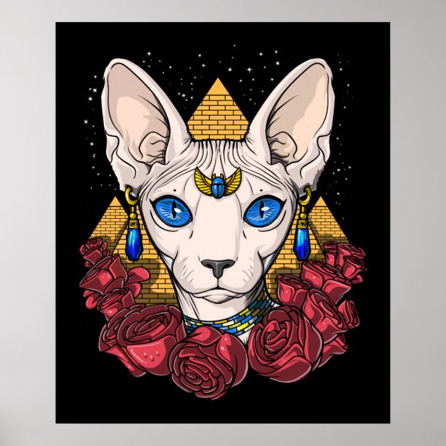 Poster Goddess égyptienne Sphynx Chat Mythologie antique (Devant)