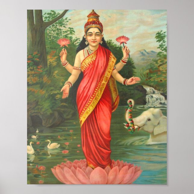 Poster Goddess Lakshmi - Raja Ravi Varma (Devant)