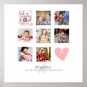 Poster GODMOTHER PHOTO COLLAGE Cadeau avec verset peut mo