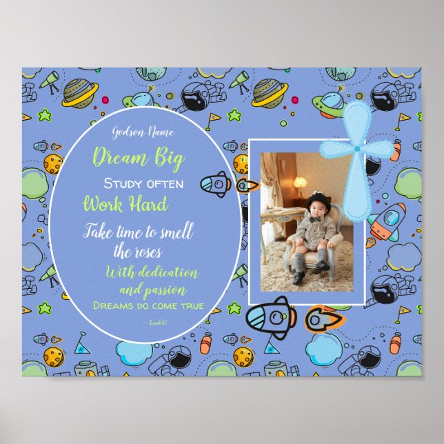 Poster Godson Motivational Encouragement Cadeau Personnal (Devant)