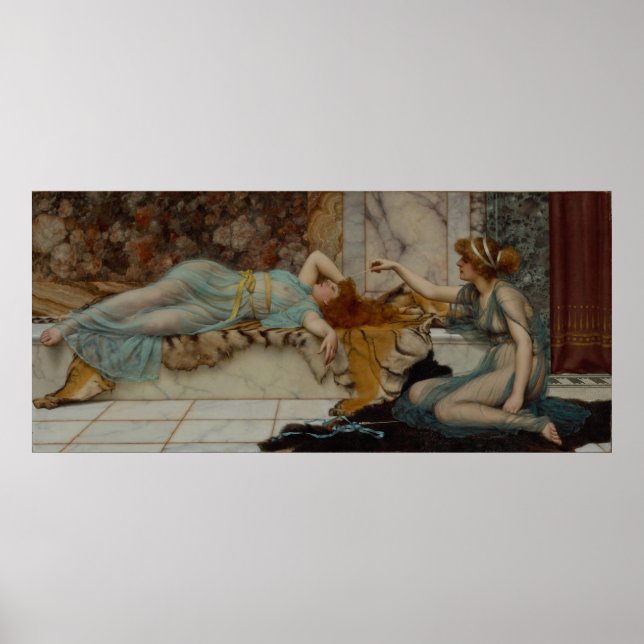 Poster Godward - Mischief and Repose (1895) (Devant)