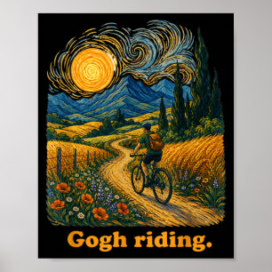 Poster Gogh chevauchant un artiste d'art de nuit de vélo 