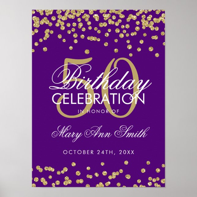 Poster Gold 50e anniversaire Parties scintillant Confetti (Devant)