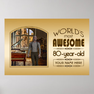 Poster Gold 80th Birthday Meilleur cadre photo personnali