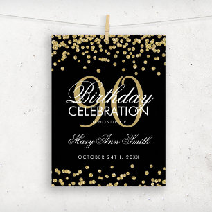 Poster Gold 90e anniversaire Parties scintillant Confetti