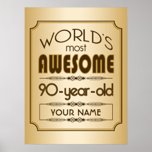 Poster Gold 90th Anniversaire Célébration World Meilleur 