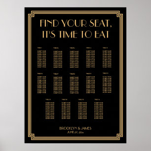 Poster Gold And Black Art Deco Wedding Seating Chart