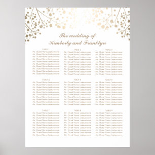 Poster Gold Baby's Breath White Wedding Seating Chart