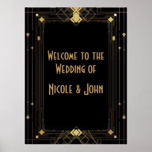 Poster Gold & Black Art Deco Gatsby Roaring 20's Banner