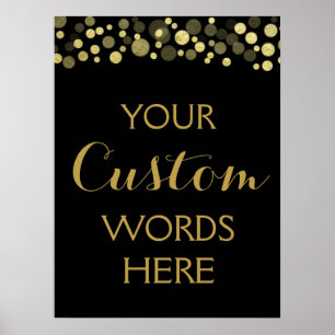 Poster GOLD & black créez votre propre signature personna