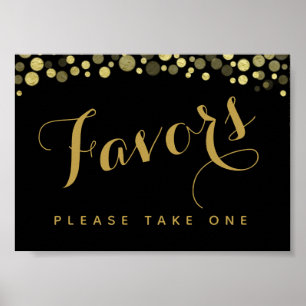 Poster Gold & Black Faveurs fête ou signe mariage