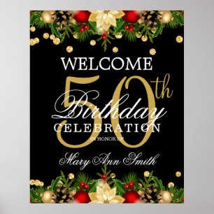 Poster Gold & Black Holiday 50th Birthday Welcome