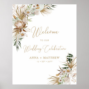 Poster Gold Boho Couples Mariage Célébration Bienvenue