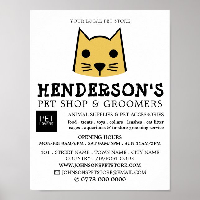 Poster Gold Cat, Pet Store & Groomers (Devant)