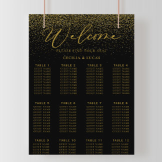 Poster Gold Confetti Boho Mariage noir