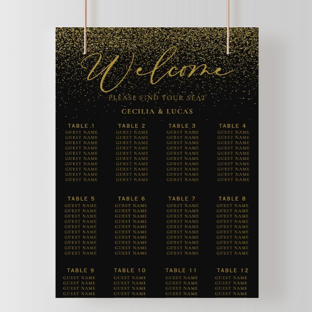 Poster Gold Confetti Boho Mariage noir (Créateur téléchargé)
