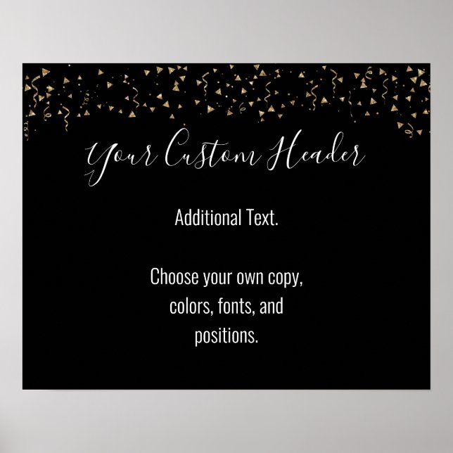Poster Gold Confetti Décontracté Black Do It Yself Festiv (Devant)