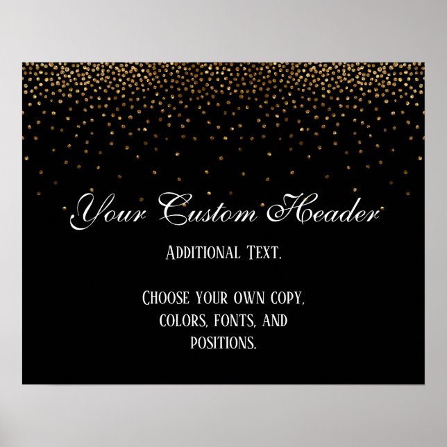 Poster Gold Confetti Élégant Do It Yself Mariage Sign (Devant)