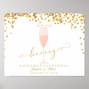 Poster Gold Confetti Élégant Mariage Champagne