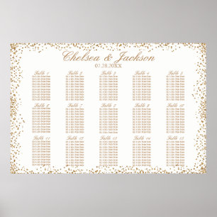 Poster Gold Confetti et Blanc - 15 Seating Chart