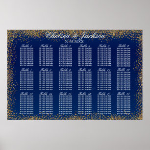 Poster Gold Confetti et Navy Blue -18 Seating Chart