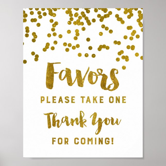 Poster Gold Confetti Faveurs Signer Merci Pour Venir (Devant)
