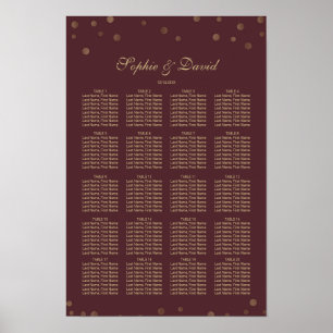 Poster Gold Confetti Love Burgundy Mariage Carte de siège