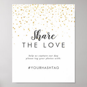 Poster Gold Confetti Mariage Partagez le signe d'amour