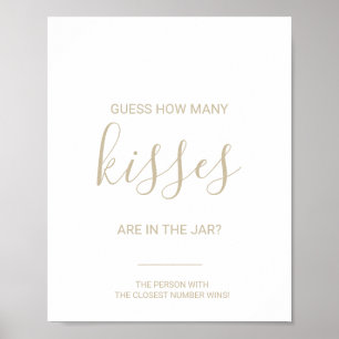 Poster Gold Devinez combien de baisers Fête des mariées j