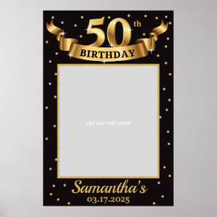 Poster Gold et Black 50th Birthday Photo Prop Frame Chic