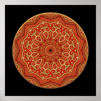 Poster Gold et Red Mandala
