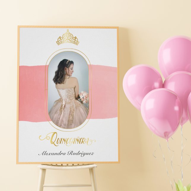 Poster Gold et Rose rose photo Quinceanera (Créateur téléchargé)