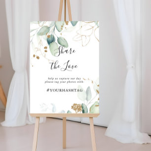 Poster Gold Eucalyptus Partagez le hashtag Love