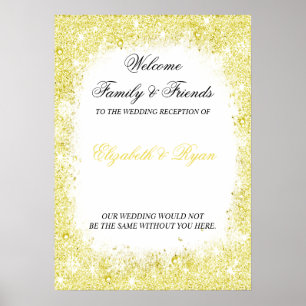 Poster Gold, Faux Parties scintillant, Custom, Mariage Bi