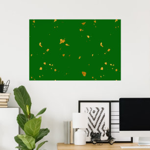 Poster Gold Flakes sur Emerald Green
