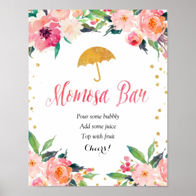Poster Gold Floral Avril Douche Momosa Bar (Devant)