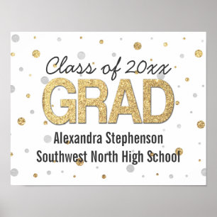 Poster Gold Foil Glitter Confetti Graduation Party Custom