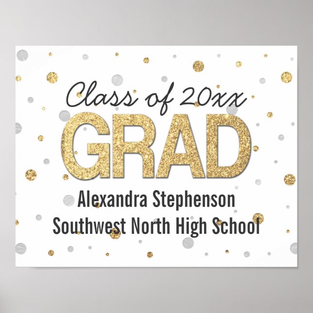 Poster Gold Foil Parties scintillant Confetti Graduation  (Devant)